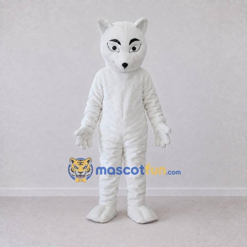 Custom White Arctic Fox Mascot Costume Adult Full Body Suit for Winter Events