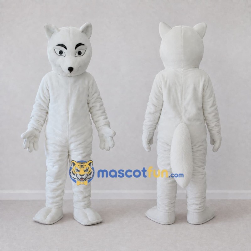 Custom White Arctic Fox Mascot Costume Adult Full Body Suit for Winter Events