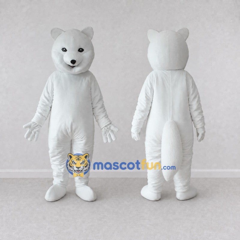 Custom White Arctic Fox Mascot Costume Adult Full Body Suit for Winter Events