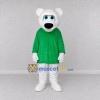 Custom White and Green Polar Bear in T-Shirt Mascot Costume Adult Full Body Suit for School Events Custom White and Green Polar Bear in T-Shirt Mascot Costume Adult Full Body Suit for School Events