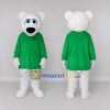 Custom White and Green Polar Bear in T-Shirt Mascot Costume Adult Full Body Suit for School Events Custom White and Green Polar Bear in T-Shirt Mascot Costume Adult Full Body Suit for School Events