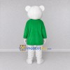 Custom White and Green Polar Bear in T-Shirt Mascot Costume Adult Full Body Suit for School Events Custom White and Green Polar Bear in T-Shirt Mascot Costume Adult Full Body Suit for School Events