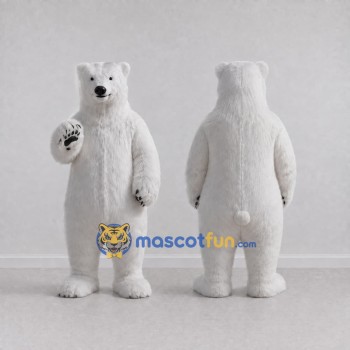 Custom White Polar Bear Mascot Costume Adult Full Body Suit for Winter Events