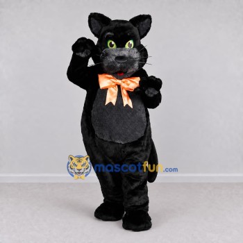 Custom Black and Orange Cat with Bow Tie Mascot Costume Adult Full Body Suit for Halloween Events Custom Black and Orange Cat with Bow Tie Mascot Costume Adult Full Body Suit for Halloween Events