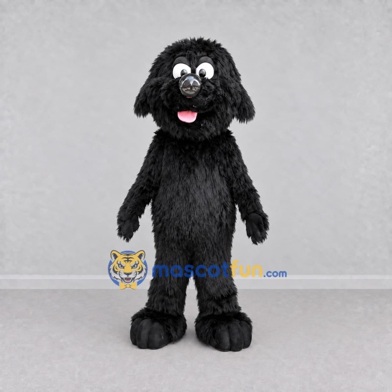 Custom Black Shaggy Dog Mascot Costume Adult Full Body Suit for Pet Events