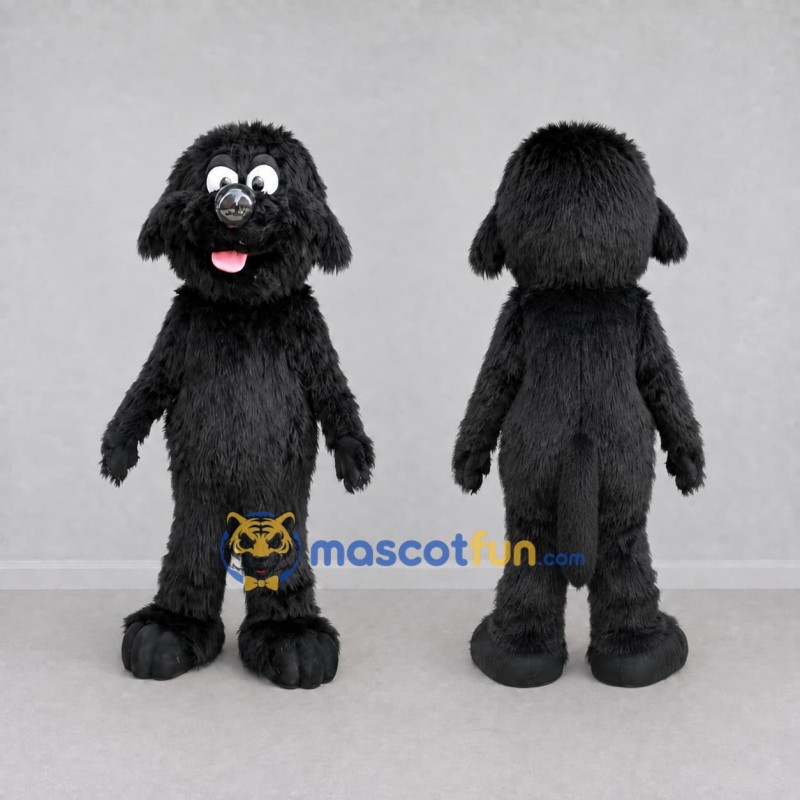 Custom Black Shaggy Dog Mascot Costume Adult Full Body Suit for Pet Events