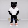 Custom Black and White Panther in T-Shirt Mascot Costume Adult Full Body Suit for Sports Events Custom Black and White Panther in T-Shirt Mascot Costume Adult Full Body Suit for Sports Events