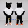 Custom Black and White Panther in T-Shirt Mascot Costume Adult Full Body Suit for Sports Events Custom Black and White Panther in T-Shirt Mascot Costume Adult Full Body Suit for Sports Events