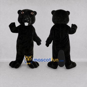 Custom Black Beaver Mascot Costume Adult Full Body Suit for School Events