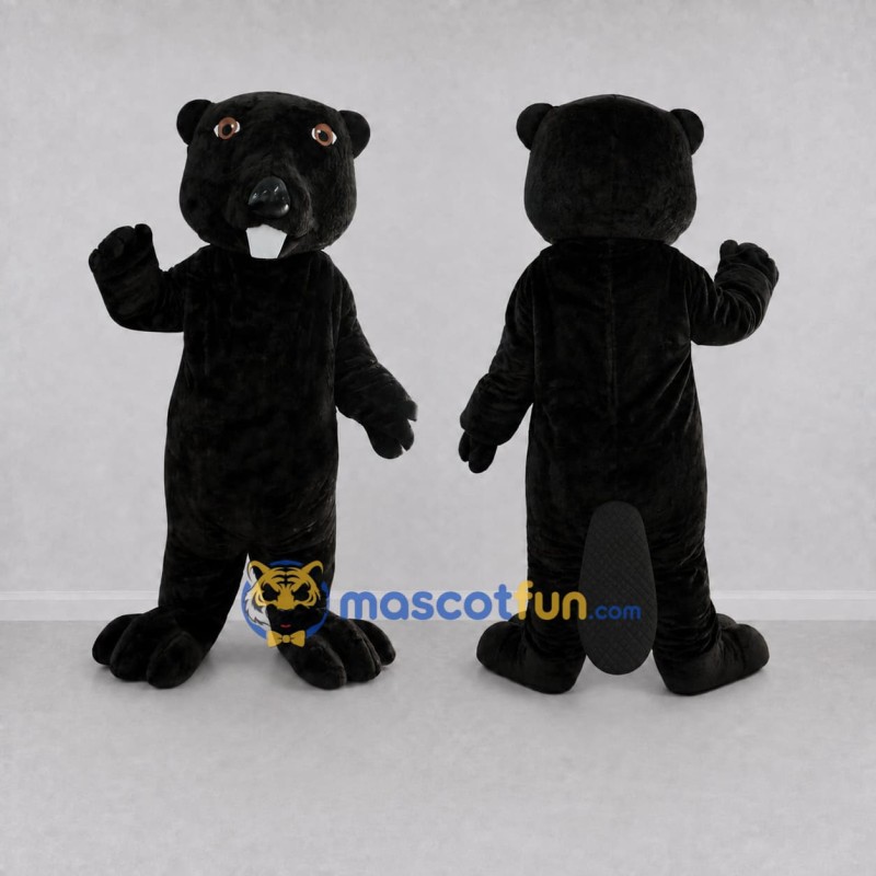 Custom Black Beaver Mascot Costume Adult Full Body Suit for School Events Custom Black Beaver Mascot Costume Adult Full Body Suit for School Events
