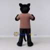 Custom Black and Brown Panther in T-Shirt Mascot Costume Adult Full Body Suit for Sports Events Custom Black and Brown Panther in T-Shirt Mascot Costume Adult Full Body Suit for Sports Events