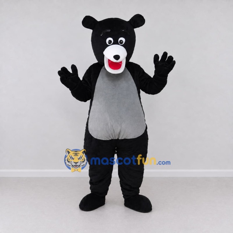 Custom Black and Gray Bear Mascot Costume Adult Full Body Suit for School Events Custom Black and Gray Bear Mascot Costume Adult Full Body Suit for School Events