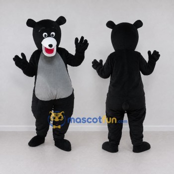 Custom Black and Gray Bear Mascot Costume Adult Full Body Suit for School Events