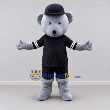 Custom Gray and Black Bear in Sportswear Mascot Costume Adult Full Body Suit for Sports Events