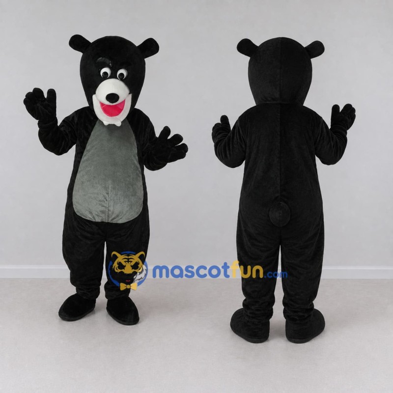 Custom Black and Gray Bear Mascot Costume Adult Full Body Suit for School Events Custom Black and Gray Bear Mascot Costume Adult Full Body Suit for School Events
