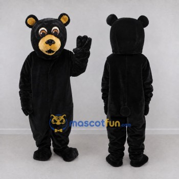 Custom Black and Tan Bear Mascot Costume Adult Full Body Suit for School Events