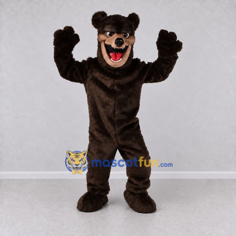 Custom Dark Brown Roaring Wolf Mascot Costume Adult Full Body Suit for Sports Events
