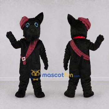 Custom Black and Red Scottish Terrier Mascot Costume Adult Full Body Suit for Parade Events