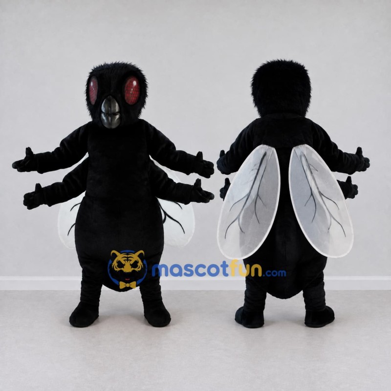 Custom Black and White Fly Mascot Costume Adult Full Body Suit for Science Events Custom Black and White Fly Mascot Costume Adult Full Body Suit for Science Events