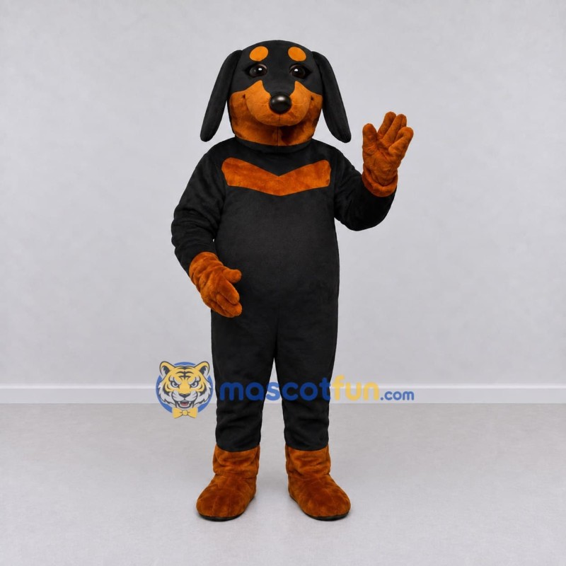 Custom Black and Tan Dog Mascot Costume Adult Full Body Suit for Pet Events Custom Black and Tan Dog Mascot Costume Adult Full Body Suit for Pet Events