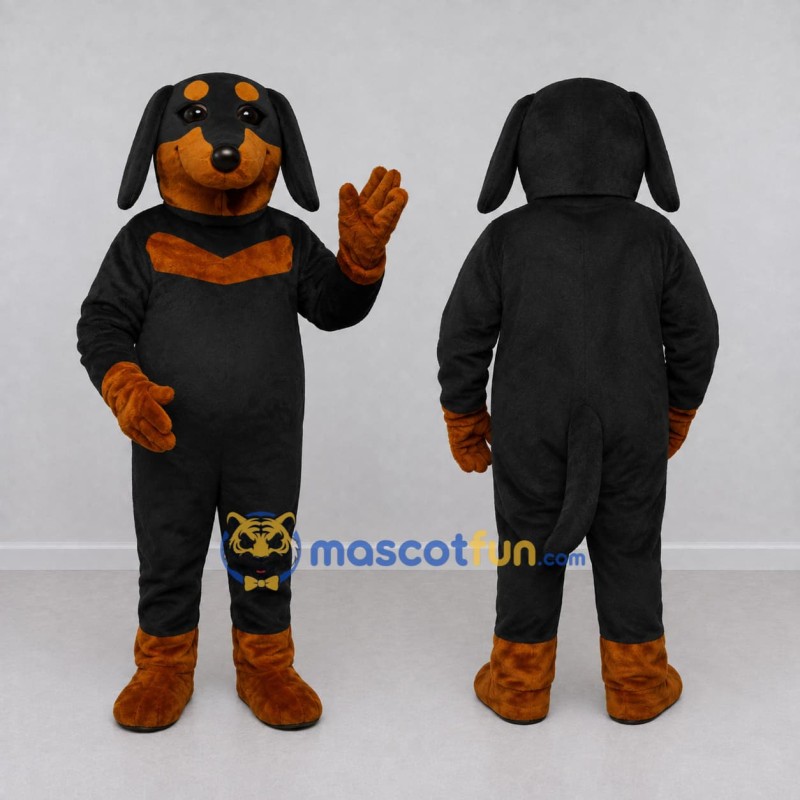 Custom Black and Tan Dog Mascot Costume Adult Full Body Suit for Pet Events Custom Black and Tan Dog Mascot Costume Adult Full Body Suit for Pet Events