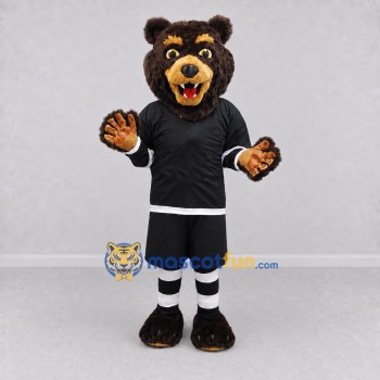 Custom Brown and Black Bear in Sportswear Mascot Costume Adult Full Body Suit for Sports Events