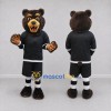 Custom Brown and Black Bear in Sportswear Mascot Costume Adult Full Body Suit for Sports Events Custom Brown and Black Bear in Sportswear Mascot Costume Adult Full Body Suit for Sports Events