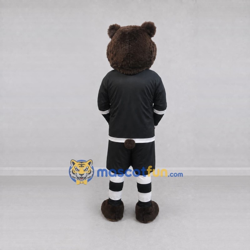 Custom Brown and Black Bear in Sportswear Mascot Costume Adult Full Body Suit for Sports Events Custom Brown and Black Bear in Sportswear Mascot Costume Adult Full Body Suit for Sports Events