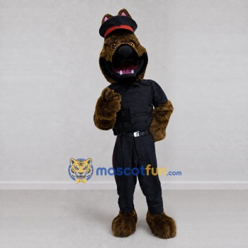Custom Brown and Black Police Dog Mascot Costume Adult Full Body Suit for Community Events Custom Brown and Black Police Dog Mascot Costume Adult Full Body Suit for Community Events
