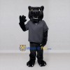 Custom Black and Gray Panther in Polo Shirt Mascot Costume Adult Full Body Suit for Sports Events Custom Black and Gray Panther in Polo Shirt Mascot Costume Adult Full Body Suit for Sports Events
