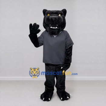 Custom Black and Gray Panther in Polo Shirt Mascot Costume Adult Full Body Suit for Sports Events Custom Black and Gray Panther in Polo Shirt Mascot Costume Adult Full Body Suit for Sports Events