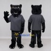 Custom Black and Gray Panther in Polo Shirt Mascot Costume Adult Full Body Suit for Sports Events Custom Black and Gray Panther in Polo Shirt Mascot Costume Adult Full Body Suit for Sports Events