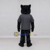 Custom Black and Gray Panther in Polo Shirt Mascot Costume Adult Full Body Suit for Sports Events Custom Black and Gray Panther in Polo Shirt Mascot Costume Adult Full Body Suit for Sports Events