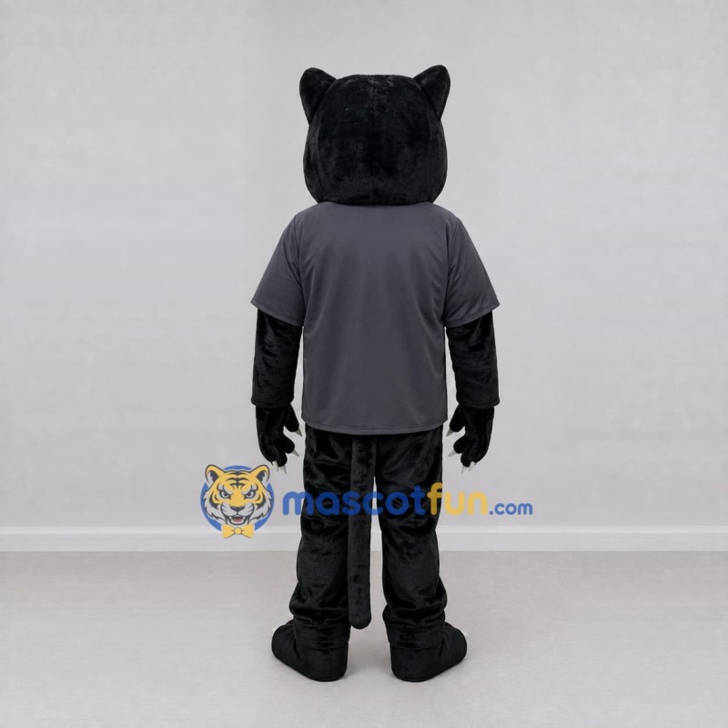Custom Black and Gray Panther in Polo Shirt Mascot Costume Adult Full Body Suit for Sports Events Custom Black and Gray Panther in Polo Shirt Mascot Costume Adult Full Body Suit for Sports Events