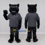 Custom Black and Gray Panther in Polo Shirt Mascot Costume Adult Full Body Suit for Sports Events