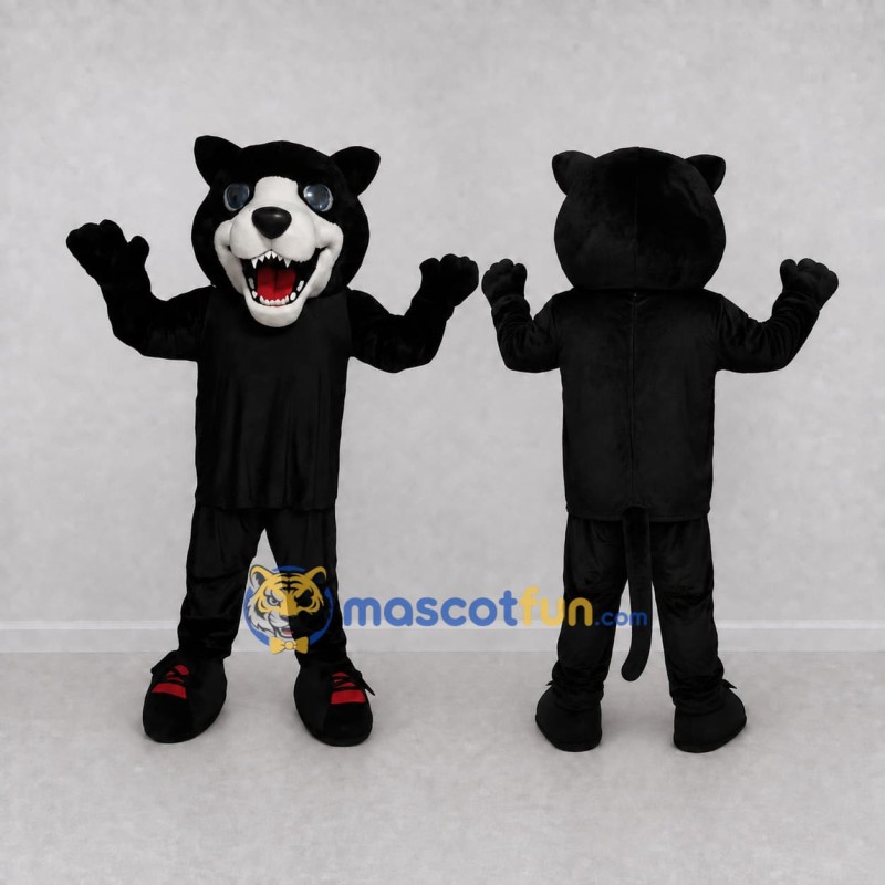 Custom Black and White Wolf Mascot Costume Adult Full Body Suit for Sports Events Custom Black and White Wolf Mascot Costume Adult Full Body Suit for Sports Events