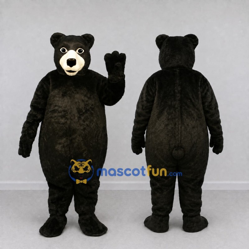 Custom Black and Cream Bear Mascot Costume Adult Full Body Suit for Wildlife Events Custom Black and Cream Bear Mascot Costume Adult Full Body Suit for Wildlife Events