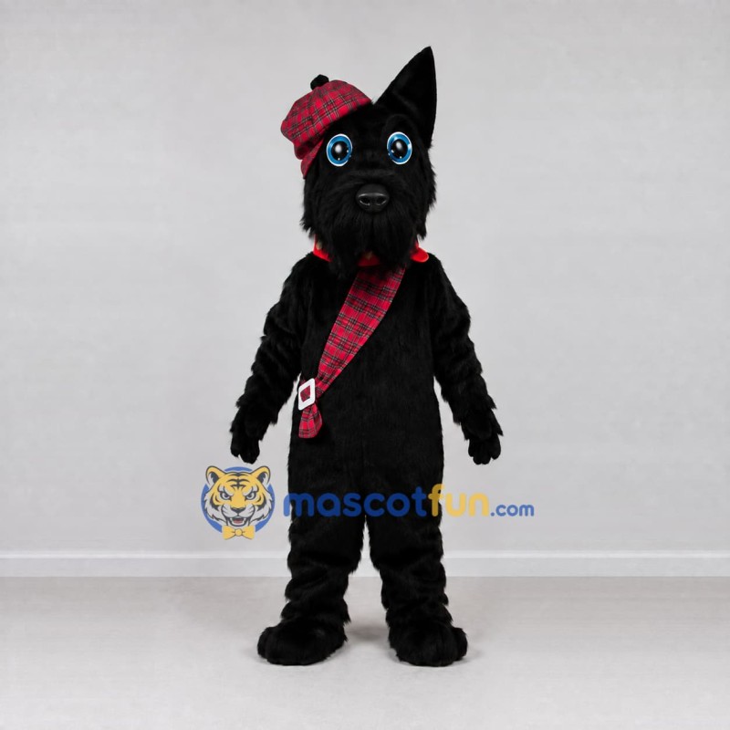 Custom Black and Red Scottish Terrier Mascot Costume Adult Full Body Suit for Parade Events Custom Black and Red Scottish Terrier Mascot Costume Adult Full Body Suit for Parade Events