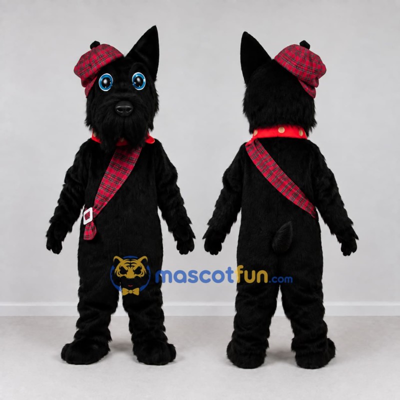 Custom Black and Red Scottish Terrier Mascot Costume Adult Full Body Suit for Parade Events Custom Black and Red Scottish Terrier Mascot Costume Adult Full Body Suit for Parade Events
