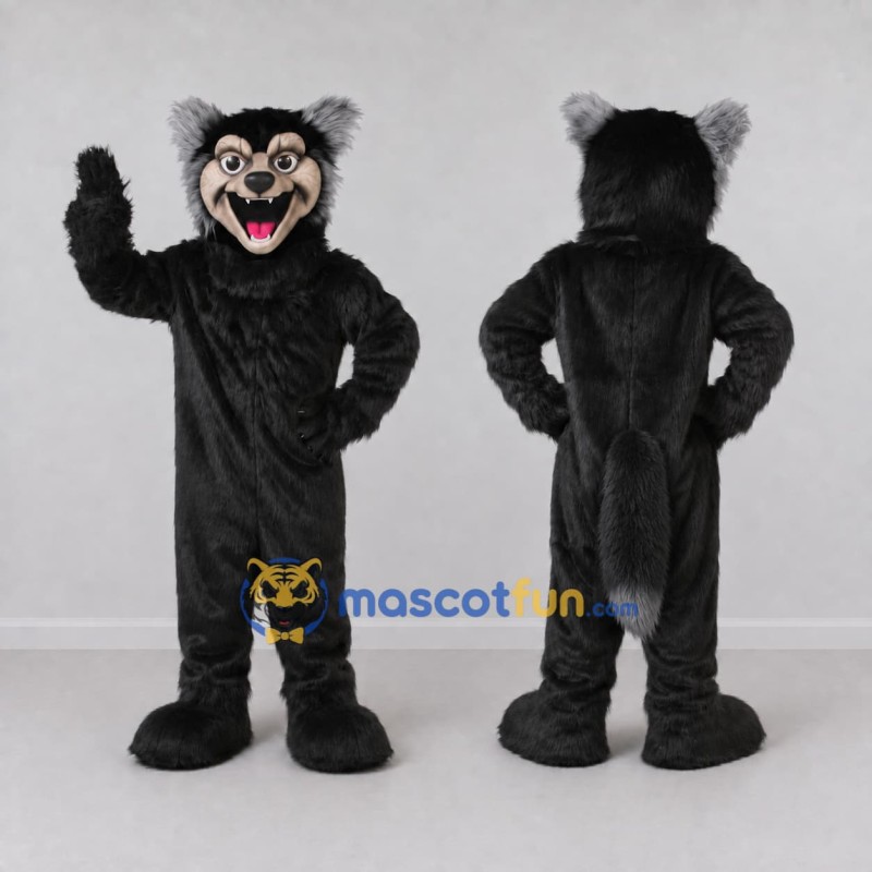 Custom Black and Gray Wolf Mascot Costume Adult Full Body Suit for Sports Events Custom Black and Gray Wolf Mascot Costume Adult Full Body Suit for Sports Events