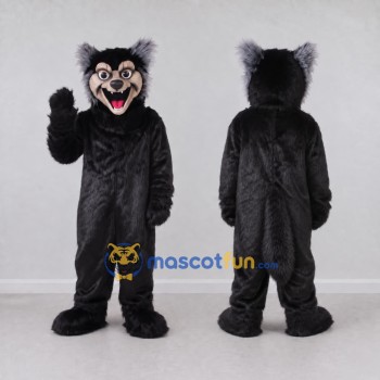 Custom Black and Gray Wolf Mascot Costume Adult Full Body Suit for Sports Events