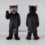 Custom Black and Gray Wolf Mascot Costume Adult Full Body Suit for Sports Events