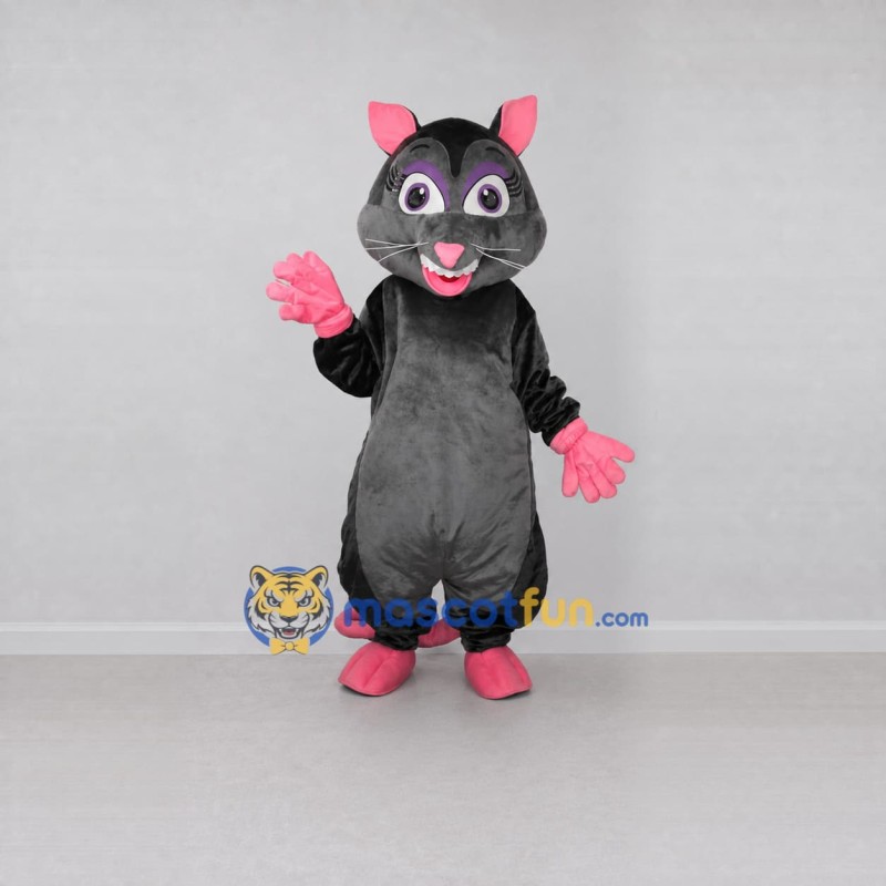 Custom Black Gray and Pink Rat Mascot Costume Adult Full Body Suit for Halloween Events Custom Black Gray and Pink Rat Mascot Costume Adult Full Body Suit for Halloween Events