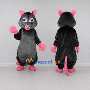 Custom Black Gray and Pink Rat Mascot Costume Adult Full Body Suit for Halloween Events