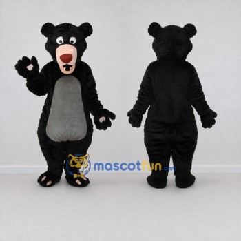 Custom Black and Gray Bear Mascot Costume Adult Full Body Suit for School Events
