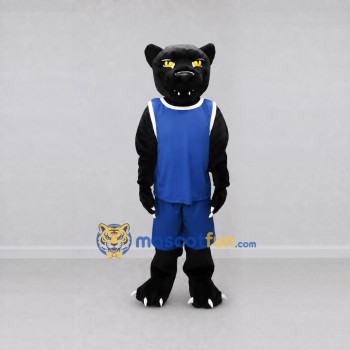 Custom Black and Blue Panther in Sportswear Mascot Costume Adult Full Body Suit for Sports Events Custom Black and Blue Panther in Sportswear Mascot Costume Adult Full Body Suit for Sports Events