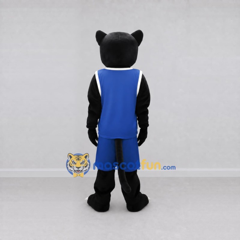 Custom Black and Blue Panther in Sportswear Mascot Costume Adult Full Body Suit for Sports Events Custom Black and Blue Panther in Sportswear Mascot Costume Adult Full Body Suit for Sports Events