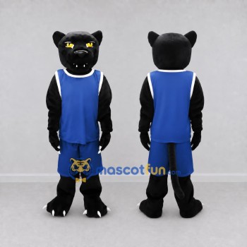 Custom Black and Blue Panther in Sportswear Mascot Costume Adult Full Body Suit for Sports Events