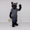 Custom Black and Gray Panther in T-Shirt Mascot Costume Adult Full Body Suit for Sports Events Custom Black and Gray Panther in T-Shirt Mascot Costume Adult Full Body Suit for Sports Events