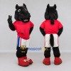 Custom Black Red and White Horse in Sportswear Mascot Costume Adult Full Body Suit for Sports Events Custom Black Red and White Horse in Sportswear Mascot Costume Adult Full Body Suit for Sports Events